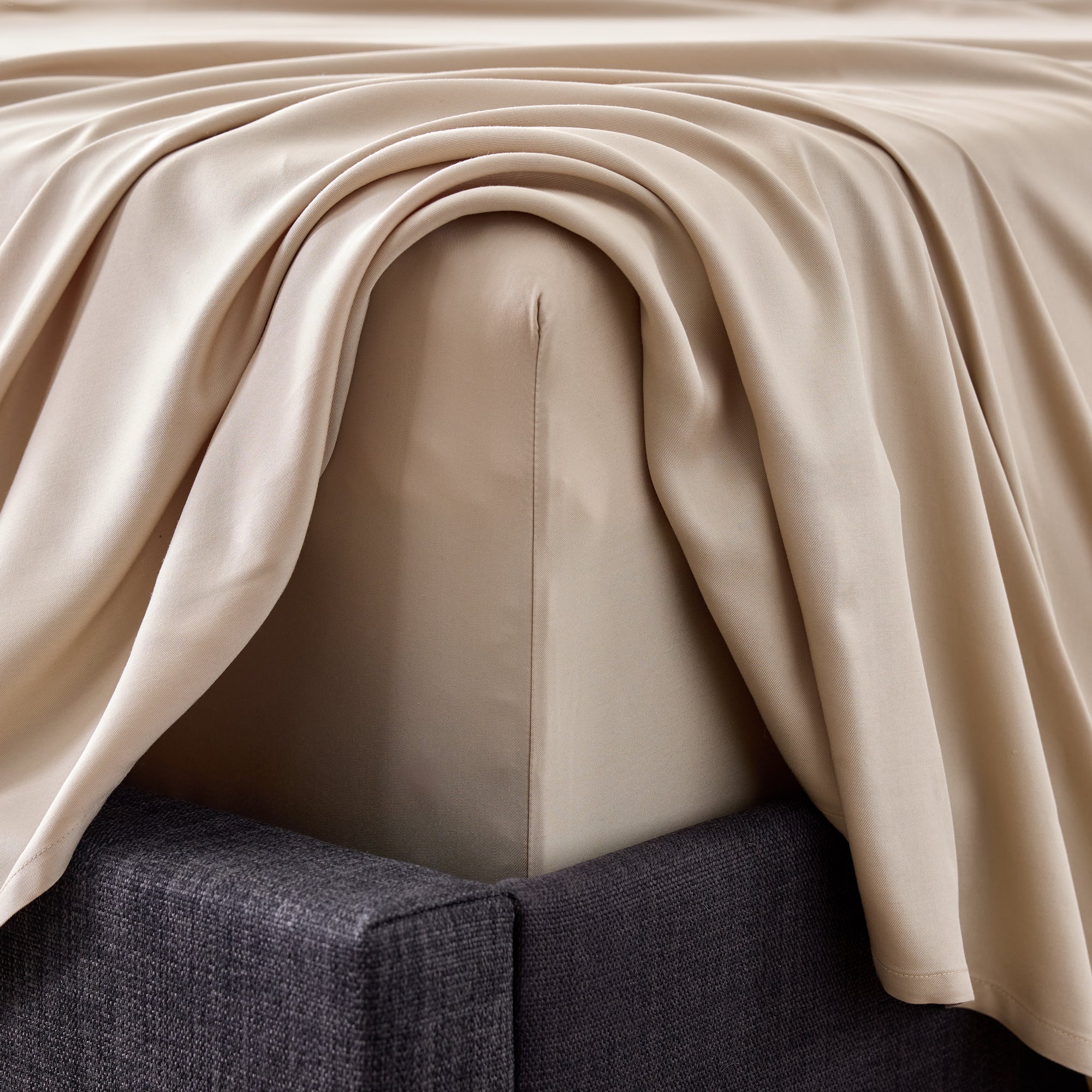 Driftwood color sheets on bed corner